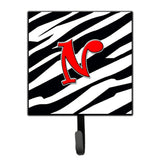 Caroline'S Treasures Cj1024-Nsh4 Letter N Initial Monogram-Zebra Red Leash Holder Or Key Hook, Small, Multicolor