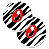 Caroline'S Treasures Monogram Initial O Zebra Red Set Of 2 Cup Holder Car Coasters Cj1024-Ocarc, 2.56, Multicolor