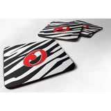 Caroline'S Treasures Cj1024-Ofc Monogram-Zebra Red Foam Coasters (Set Of 4), Initial Letter O, 3.5 H X 3.5 W, Multicol
