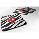 Caroline'S Treasures Cj1024-Pfc Monogram-Zebra Red Foam Coasters (Set Of 4), Initial Letter P, 3.5 H X 3.5 W, Multicol