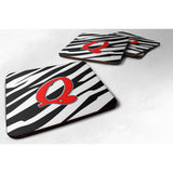 Caroline'S Treasures Cj1024-Qfc Monogram-Zebra Red Foam Coasters (Set Of 4), Initial Letter Q, 3.5 H X 3.5 W, Multicol
