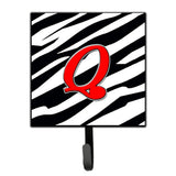 Caroline'S Treasures Cj1024-Qsh4 Letter Q Initial Monogram-Zebra Red Leash Holder Or Key Hook, Small, Multicolor