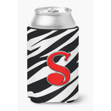 Letter S Initial Monogram - Zebra Red Can Or Bottle Beverage Insulator Hugger