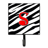 Caroline'S Treasures Cj1024-Ssh4 Letter S Initial Monogram-Zebra Red Leash Holder Or Key Hook, Small, Multicolor