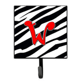 Caroline'S Treasures Cj1024-Wsh4 Letter W Initial Monogram-Zebra Red Leash Holder Or Key Hook, Small, Multicolor
