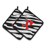 Caroline'S Treasures Monogram Initial X Zebra Red Pair Of Pot Holders Cj1024-Xpthd, 7.5Hx7.5W, Multicolor