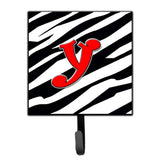 Caroline'S Treasures Cj1024-Ysh4 Letter Y Initial Monogram-Zebra Red Leash Holder Or Key Hook, Small, Multicolor