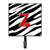 Caroline'S Treasures Cj1024-Zsh4 Letter Z Initial Monogram-Zebra Red Leash Holder Or Key Hook, Small, Multicolor