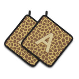 Caroline'S Treasures Letter A Monogram - Griaffe Pair Of Pot Holders Cj1025-Apthd, 7.5Hx7.5W, Multicolor