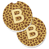 Caroline'S Treasures Monogram Initial B Giraffe Set Of 2 Cup Holder Car Coasters Cj1025-Bcarc, 2.56, Multicolor