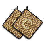 Caroline'S Treasures Monogram Initial C Giraffe Pair Of Pot Holders Cj1025-Cpthd, 7.5Hx7.5W, Multicolor