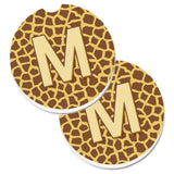 Caroline'S Treasures Monogram Initial M Giraffe Set Of 2 Cup Holder Car Coasters Cj1025-Mcarc, 2.56, Multicolor