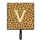 Caroline'S Treasures Cj1025-Vsh4 Letter V Initial Monogram-Giraffe Leash Holder Or Key Hook, Small, Multicolor