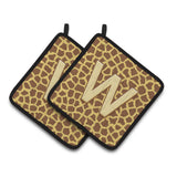 Caroline'S Treasures Monogram Initial Wgiraffe Pair Of Pot Holders Cj1025-Wpthd, 7.5Hx7.5W, Multicolor
