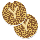 Caroline'S Treasures Monogram Initial Y Giraffe Set Of 2 Cup Holder Car Coasters Cj1025-Ycarc, 2.56, Multicolor