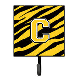 Caroline'S Treasures Cj1026-Csh4 Letter C Initial Monogram-Tiger Stripe-Black Gold Leash Holder Or Key Hook, Small, Multicolor