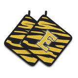 Caroline'S Treasures Monogram Initial E Tiger Stripe - Black Gold Pair Of Pot Holders Cj1026-Epthd, 7.5Hx7.5W, Multicolor