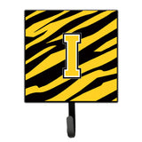 Caroline'S Treasures Cj1026-Ish4 Letter I Initial Monogram-Tiger Stripe-Black Gold Leash Holder Or Key Hook, Small, Multicolor