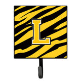 Caroline'S Treasures Cj1026-Lsh4 Letter L Initial Monogram-Tiger Stripe-Black Gold Leash Holder Or Key Hook, Small, Multicolor