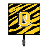 Caroline'S Treasures Cj1026-Qsh4 Letter Q Initial Monogram-Tiger Stripe-Black Gold Leash Holder Or Key Hook, Small, Multicolor