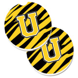 Caroline'S Treasures Monogram Initial U Tiger Stripe - Black Gold Set Of 2 Cup Holder Car Coasters Cj1026-Ucarc, 2.56, Multico
