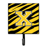 Caroline'S Treasures Cj1026-Xsh4 Letter X Initial Monogram-Tiger Stripe-Black Gold Leash Holder Or Key Hook, Small, Multicolor