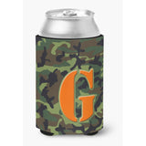 Letter G Initial Monogram - Camo Green Can Or Bottle Beverage Insulator Hugger