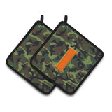 Caroline'S Treasures Letter I Monogram - Camo Green Pair Of Pot Holders Cj1030-Ipthd, 7.5Hx7.5W, Multicolor