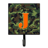 Caroline'S Treasures Cj1030-Jsh4 Letter J Initial Monogram-Camo Green Leash Holder Or Key Hook, Small, Multicolor