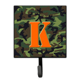 Caroline'S Treasures Letter K Initial Monogram-Camo Green Leash Holder Or Key Hooks, Small, Multicolor