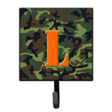 Caroline'S Treasures Cj1030-Lsh4 Letter L Initial Monogram-Camo Green Leash Holder Or Key Hook, Small, Multicolor