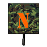 Caroline'S Treasures Cj1030-Nsh4 Letter N Initial Monogram-Camo Green Leash Holder Or Key Hook, Small, Multicolor