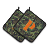 Caroline'S Treasures Letter P Monogram - Camo Green Pair Of Pot Holders Cj1030-Ppthd, 7.5Hx7.5W, Multicolor