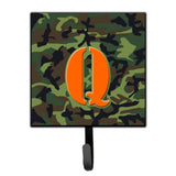 Caroline'S Treasures Cj1030-Qsh4 Letter Q Initial Monogram-Camo Green Leash Holder Or Key Hook, Small, Multicolor