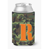 Letter R Initial Monogram - Camo Green Can Or Bottle Beverage Insulator Hugger