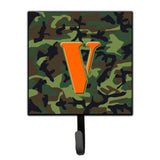 Caroline'S Treasures Cj1030-Vsh4 Letter V Initial Monogram-Camo Green Leash Holder Or Key Hook, Small, Multicolor