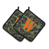 Caroline'S Treasures Letter W Monogram - Camo Green Pair Of Pot Holders Cj1030-Wpthd, 7.5Hx7.5W, Multicolor