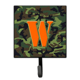 Caroline'S Treasures Cj1030-Wsh4 Letter W Initial Monogram-Camo Green Leash Holder Or Key Hook, Small, Multicolor