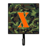 Caroline'S Treasures Cj1030-Xsh4 Letter X Initial Monogram-Camo Green Leash Holder Or Key Hook, Small, Multicolor