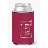Letter E Initial Monogram - Maroon And White Can Or Bottle Beverage Insulator Hugger