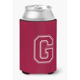 Letter G Initial Monogram - Maroon And White Can Or Bottle Beverage Insulator Hugger