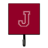 Caroline'S Treasures Cj1032-Jsh4 Letter J Initial Monogram-Maroon And White Leash Holder Or Key Hook, Small, Multicolor