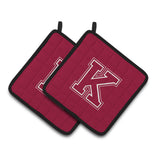 Caroline'S Treasures Monogram Initial K Maroon & White Pair Of Pot Holders Cj1032-Kpthd, 7.5Hx7.5W, Multicolor