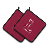 Caroline'S Treasures Monogram Initial L Maroon & White Pair Of Pot Holders Cj1032-Lpthd, 7.5Hx7.5W, Multicolor