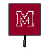 Caroline'S Treasures Cj1032-Msh4 Letter M Initial Monogram-Maroon And White Leash Holder Or Key Hook, Small, Multicolor
