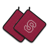 Caroline'S Treasures Monogram Initial S Maroon & White Pair Of Pot Holders Cj1032-Spthd, 7.5Hx7.5W, Multicolor