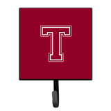 Caroline'S Treasures Cj1032-Tsh4 Letter T Initial Monogram-Maroon And White Leash Holder Or Key Hook, Small, Multicolor