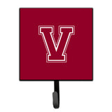 Caroline'S Treasures Cj1032-Vsh4 Letter V Initial Monogram-Maroon And White Leash Holder Or Key Hook, Small, Multicolor