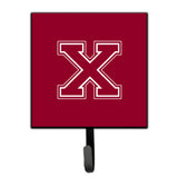 Caroline'S Treasures Cj1032-Xsh4 Letter X Initial Monogram-Maroon And White Leash Holder Or Key Hook, Small, Multicolor
