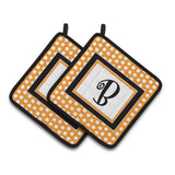 Caroline'S Treasures Monogram Initial B Orange Polkadots Pair Of Pot Holders Cj1033-Bpthd, 7.5Hx7.5W, Multicolor
